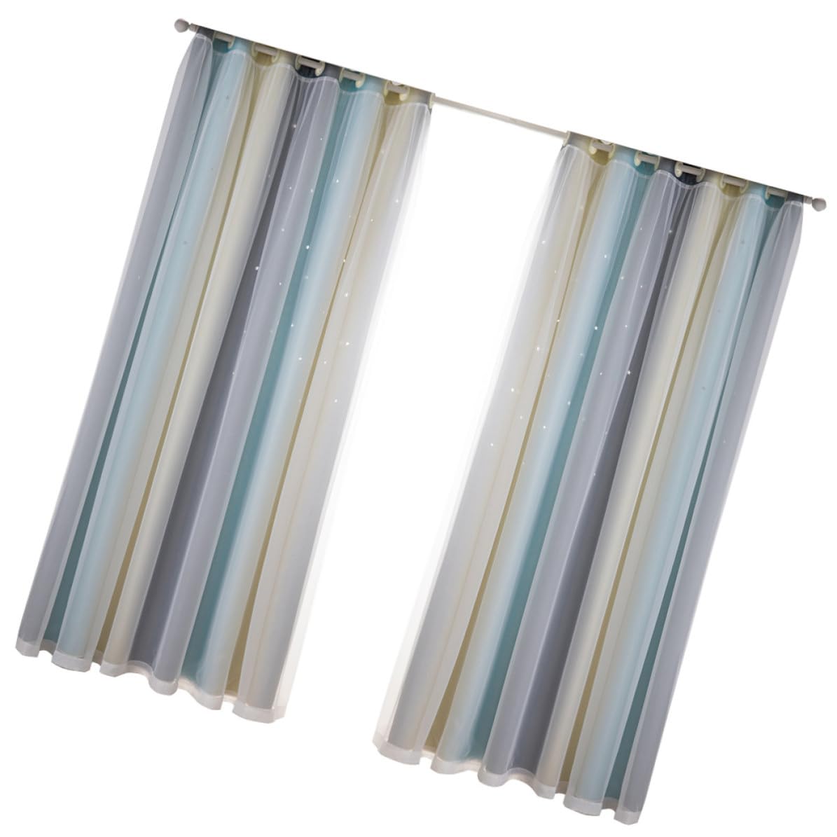 Rideaux occultants isolants thermiques beige pour chambre à coucher avec étoiles