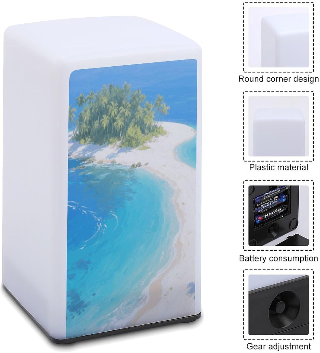 Dimmable Portable Desk Lamp Reading Table Lamp The Sea Coconut Tree Bedside Night Light Battery Powered for Home Office Gift