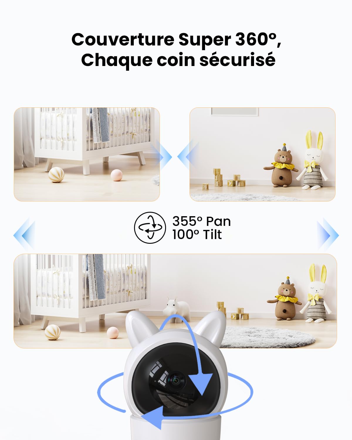 Babyphone Vidéo PARINNOV 2K - Caméra WiFi Avec Détection Des Pleurs, Vision Nuit Et Talkie-Walkie - Surveillance Bébé Intelligent