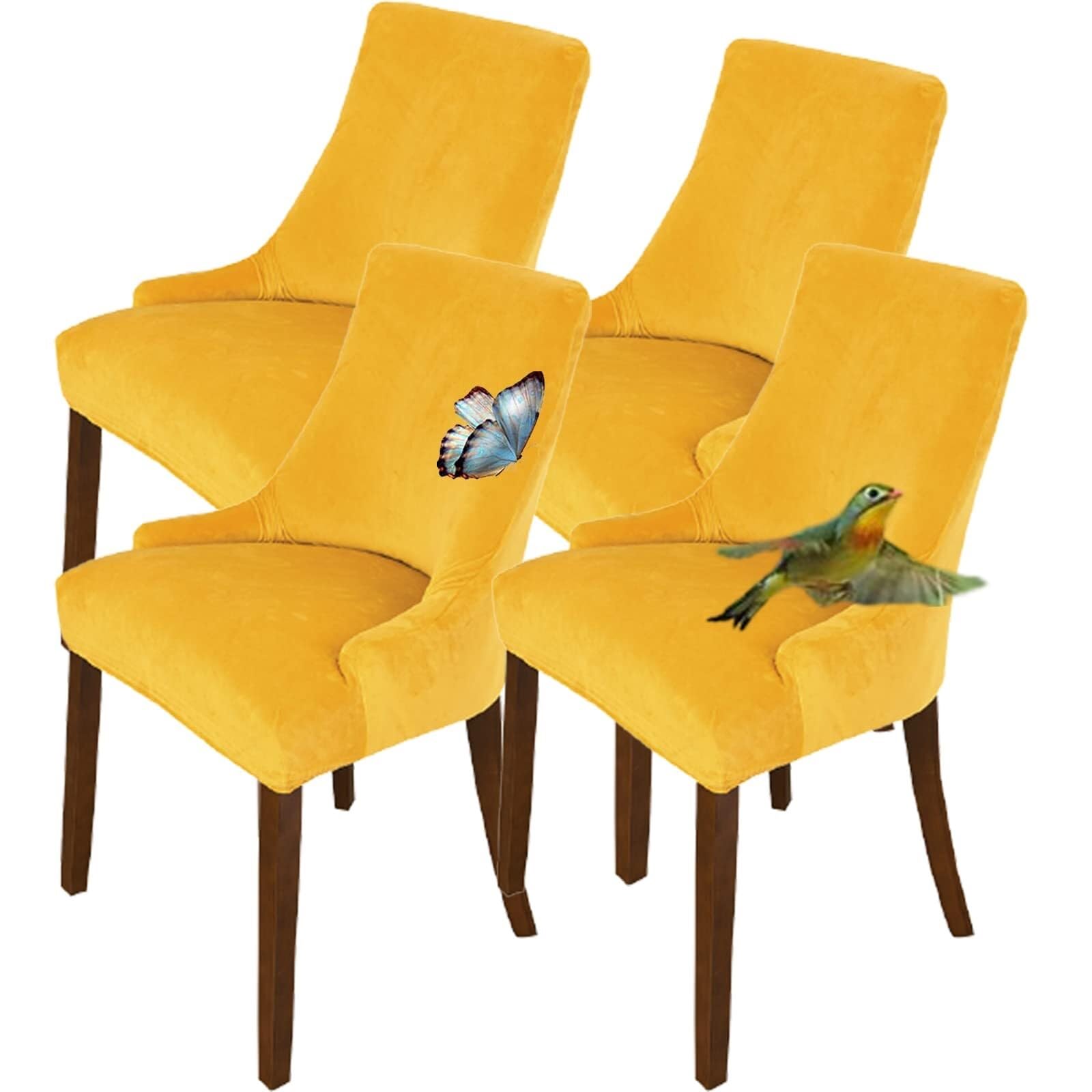 NMVAWIPT Velvet Wingback Chair Covers, Stretch Slipcovers, Removable Furniture Protector, For Hotel Wedding Banquet(#8,4pcs)