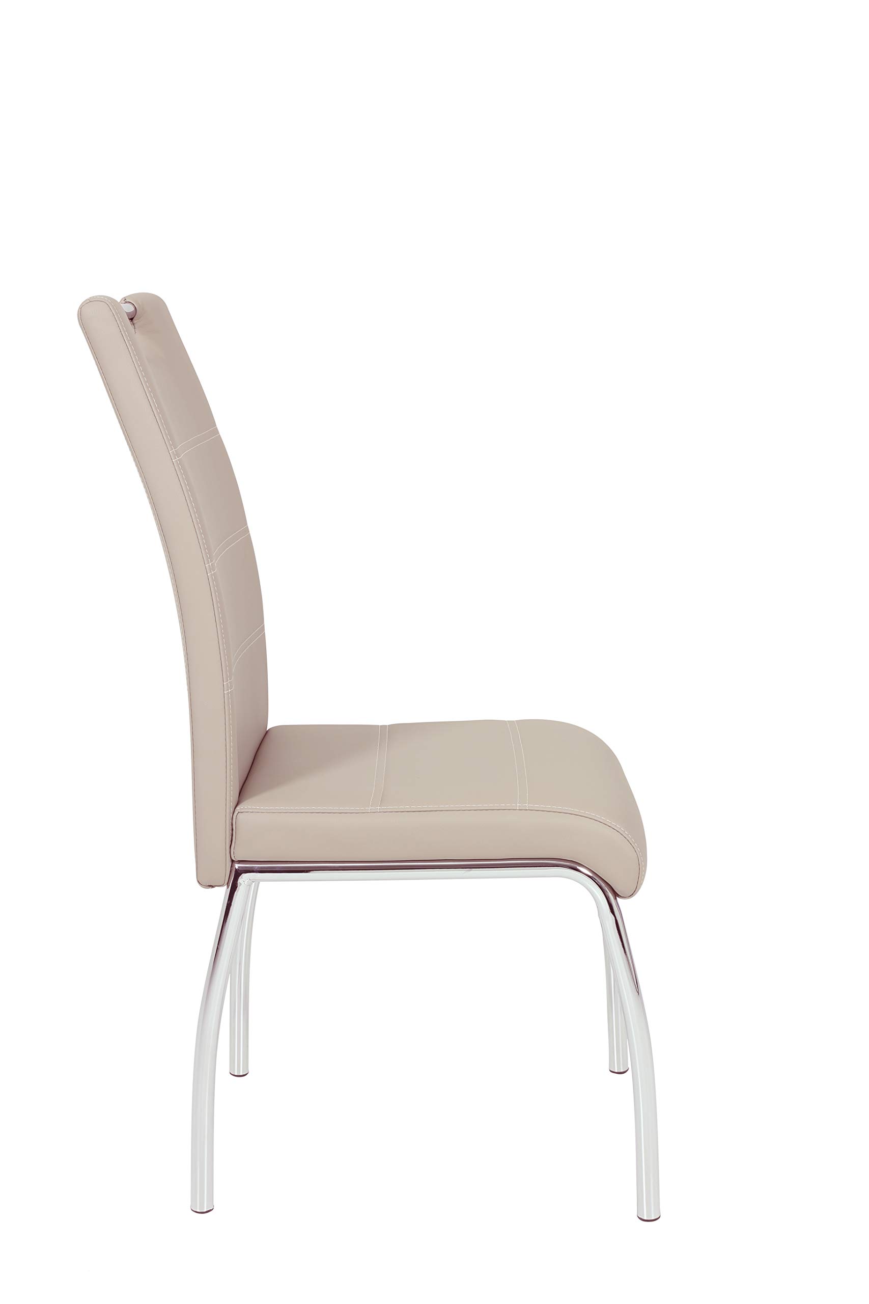 Hela Tische Susi Set da 1 sedia per sala da pranzo, con rivestimento in similpelle di colore beige, struttura cromata, schienale con impugnatura e portata da 120 kg