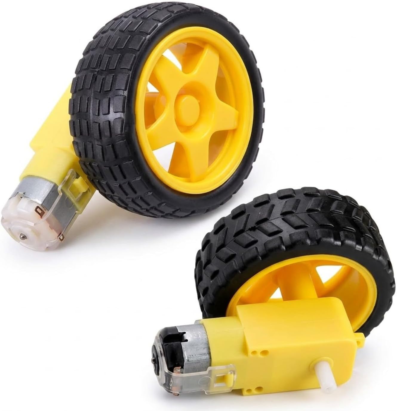 2 Set Smart Car Robot Chassis Kit with Plastic Tire Wheel With Deceleration DC 3-6v Drive Gear Motor For BO Motor with Wheel | 2 BO motors & wheels | 3โ6V DC | 200 RPM geared motors | Ideal for Arduino, STEM & DIY robot projects