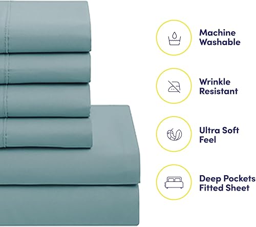 Miniatura 3 de Sweet Home Collection - Juego de 7 piezas en una bolsa con edredón liso con relleno alternativo, suave para todas las estaciones y lujosas sábanas