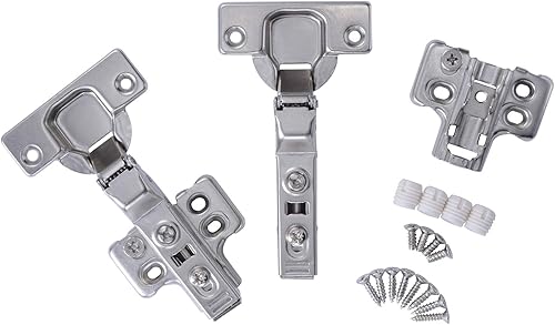 Miniatura 9 de Bisagra oculta con tornillos para puerta de armario, cierre suave, acabado de níquel, 10 unidades