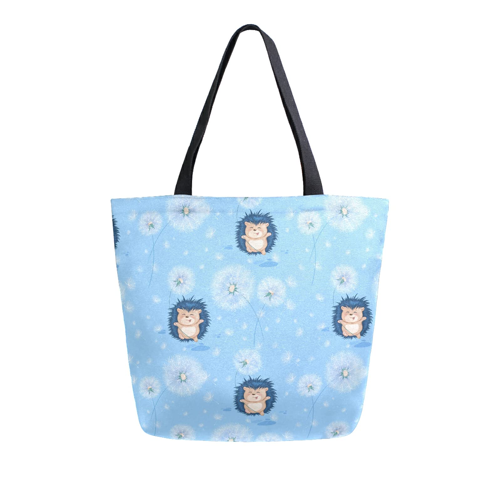 ZZXXB Hedgehog Dandelion Reusable Grocery Shopping Bag Canvas Tote Bag Large Collapsible Washable Handbag Shoulder for Women