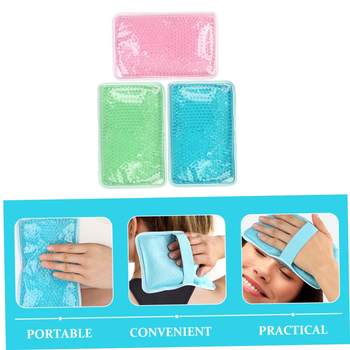 3 Wiederverwendbare Gel Kältekompressen und Wärmekissen Weiche Pvc Kristall Gelpads für Kopf und Rücken Praktische Hot Cold Therapie für Schmerzbehandlung