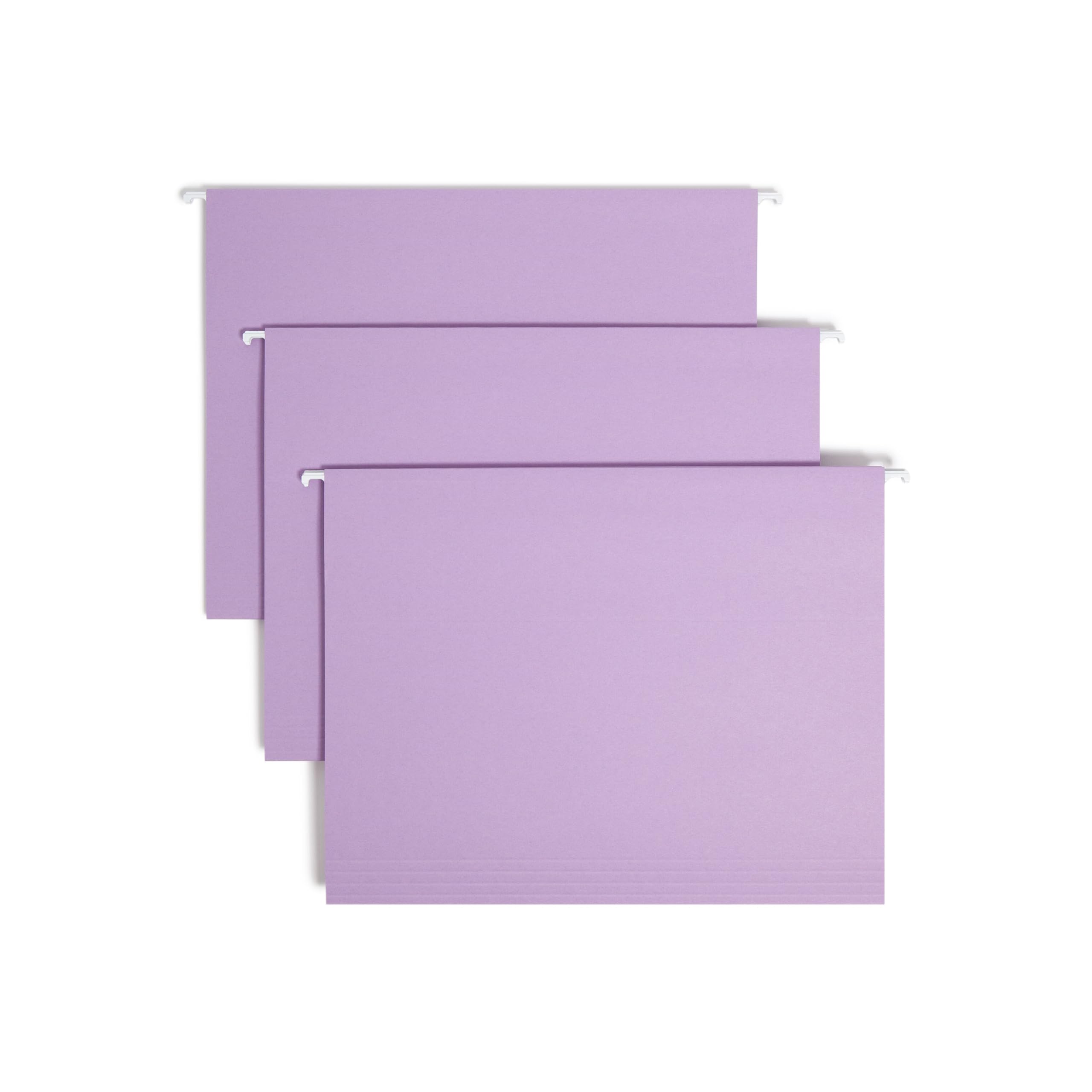 Smead Standard Hanging File Folders, 25 Count, Lavender, 1/5-Cut Adjustable Tabs, Letter Size (64064)
