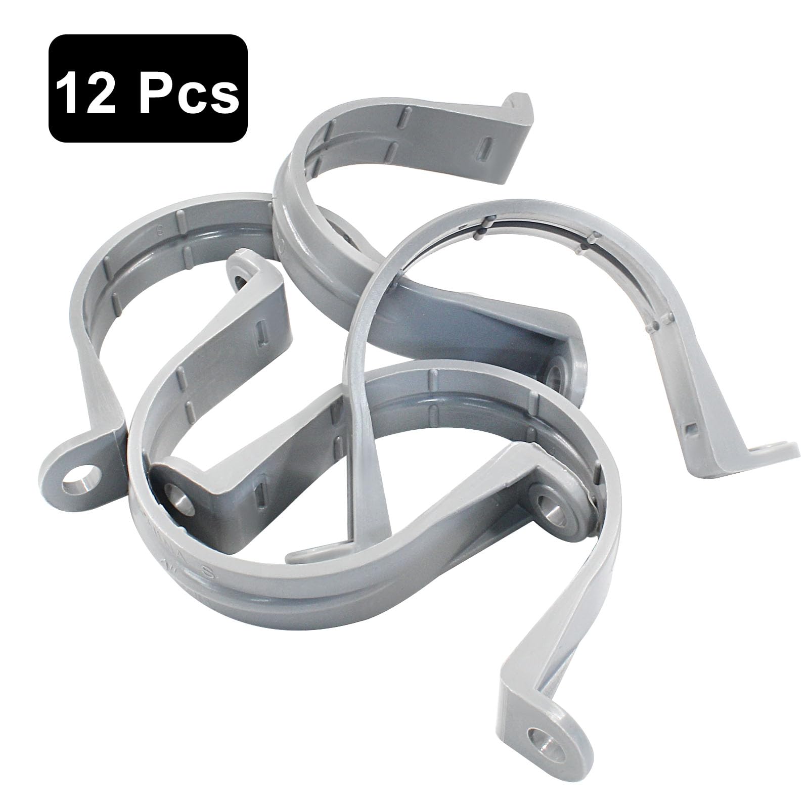 60 Pcs 1/2 Inch PVC Pipe Straps - Grey Plastic Conduit Clamps With Screw Holes For Mounting