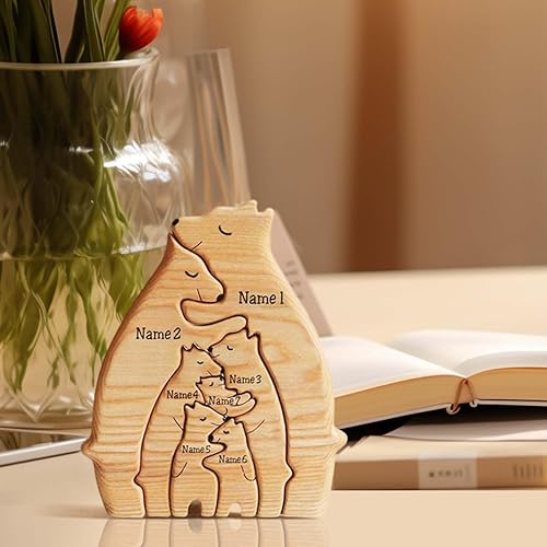 Miniatura 7 de Rompecabezas de madera personalizado para la familia, regalos con nombre, rompecabezas de madera personalizable con 1-8 nombres, pieza decorativa