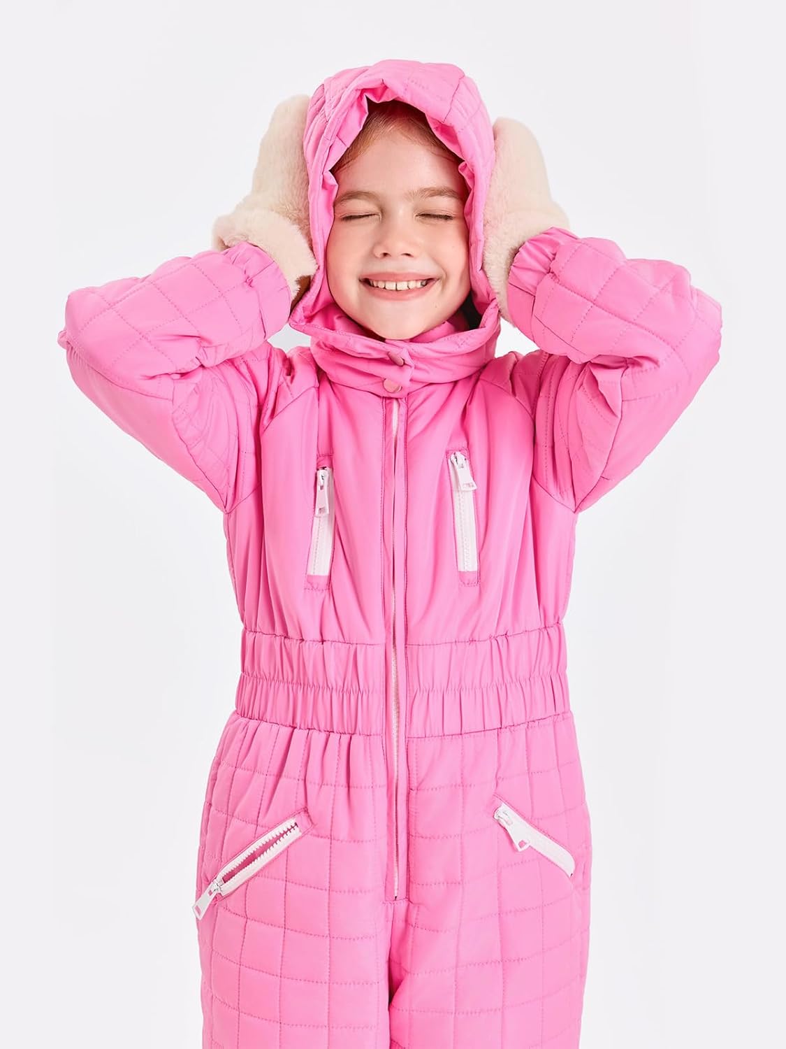 Haloumoning Kids Snow Suit Girls Hooded Waterproof Insulated One Piece Ski Suit 5-14 Years - Image 6