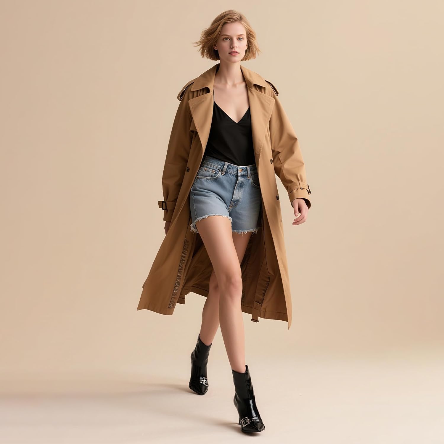 Vaslemuse Women Booties Buckle Ankle Boots Kitten Low Heel Eyelet Booties Sexy Pointy Toe Fashion Dress Short Boots with Zips - Image 5