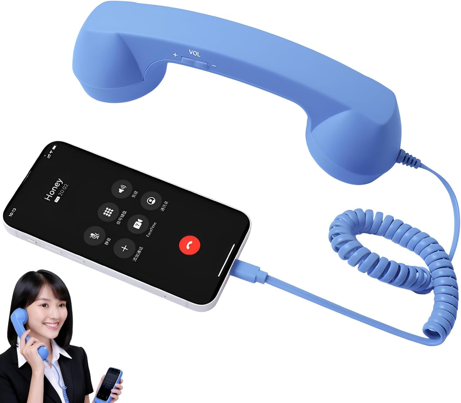 [Joejoier]レトロ電話受話器 スマホ iPhone対応 iPad 対応 Type-C接続 有線イヤホン スピーカー 首に挟める 有線電話 音量増幅機能付き マイク内蔵 反放射線機能 ノイズ抑制機能 長時間利用向け首楽設計 ギフト候補