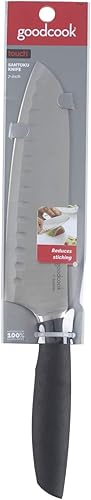 Vista 5 de GoodCook Touch - Cuchillo Santoku de 7 pulgadas, acero de alto carbono, agarre cómodo antideslizante, hoja de cuchillo con hoyuelos para cortar