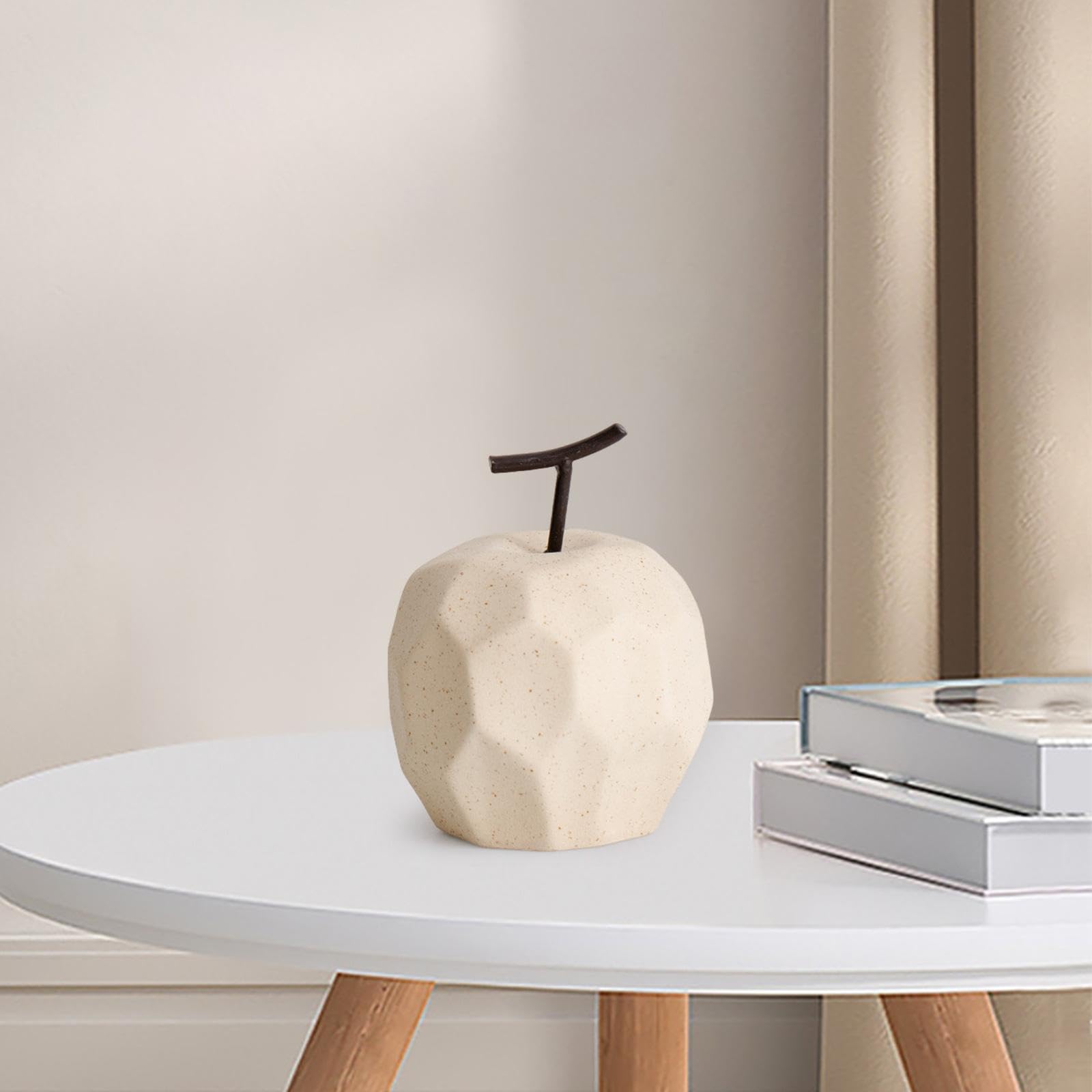 Décoration Pomme En Céramique - Sculpture Fruit Blanc | Ornement Bureau Table Cheminée | Idée Cadeau Élégant