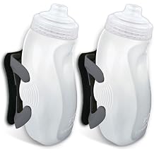 Amphipod RunLite Xtech Hydration System, Dual 10.5 oz Hydraform Water Bottles for Running, Marathons & Endurance Training Jett-Squeeze Cap - Clear/Charcoal - 2 x 10.5 oz
