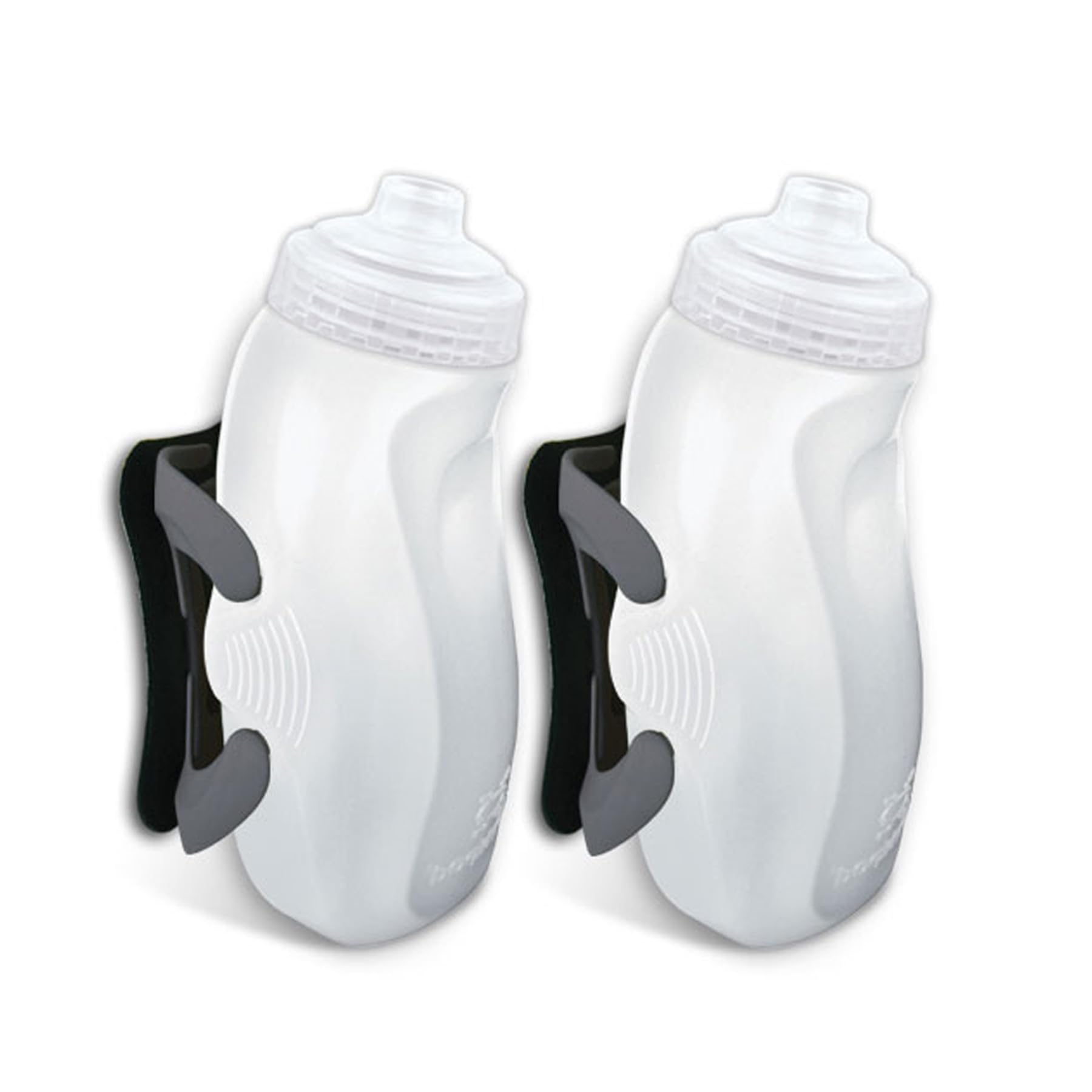 Amphipod RunLite Xtech Hydration System, Dual 10.5 oz Hydraform Water Bottles for Running, Marathons & Endurance Training (Jett-Squeeze Cap) - Clear/Charcoal - 2 x 10.5 oz