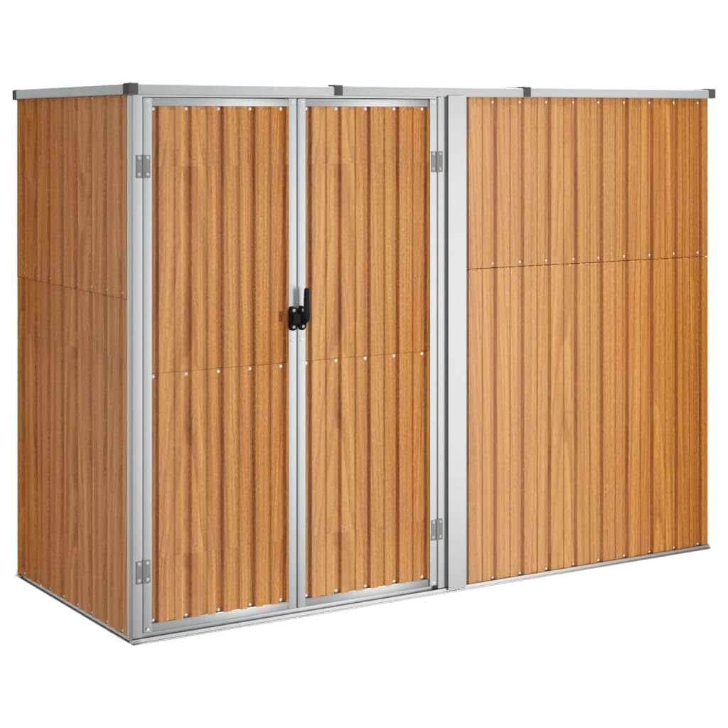 vidaXL Capanno per Attrezzi Marrone 225x89x161 cm Acciaio Zincato