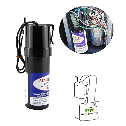 Miniatura 4 de Condensador de arranque duro SPP6 para condensador de relé de aire acondicionado compatible con relé Supco 12HP-10HP Aumenta el par de arranque del