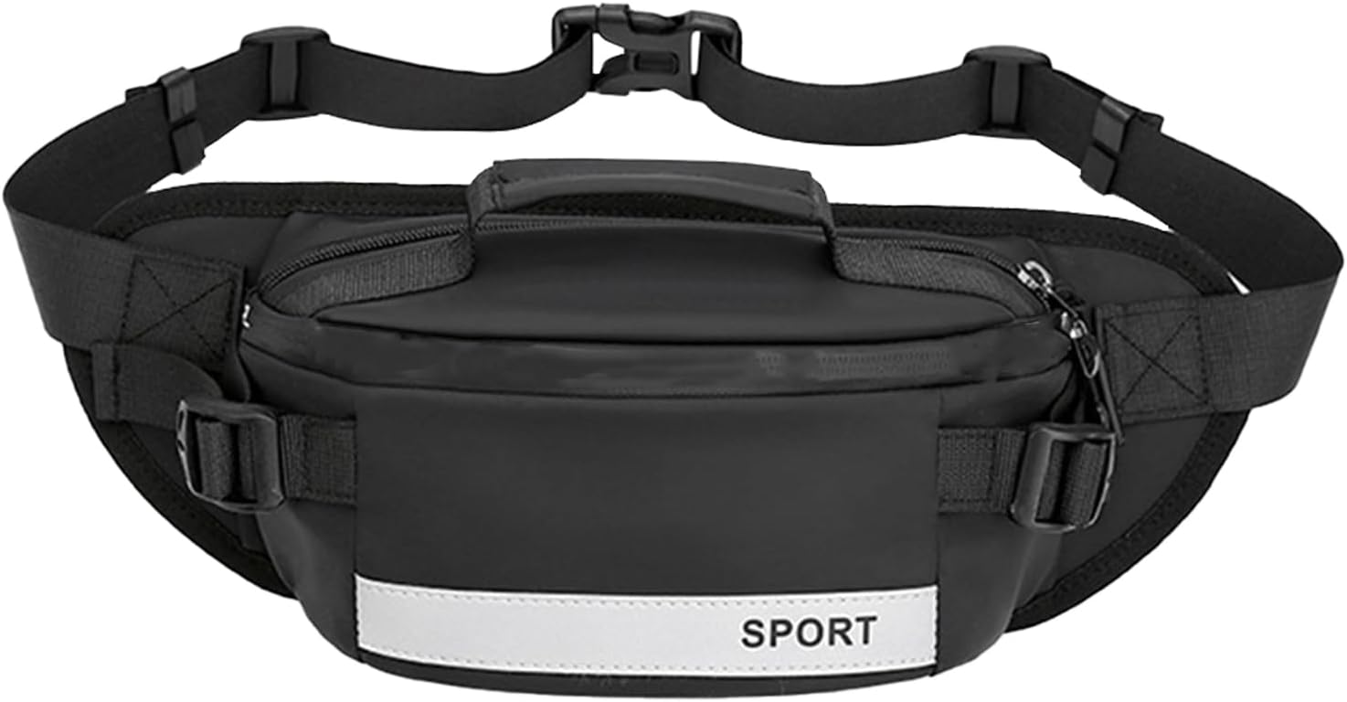 antifurto, con cerniera, 26 x 15 x 10 cm, spazioso in nylon, design riflettente, per corsa, pendolarismo, vacanze, attività sportive, Nero , Fare riferimento alla descrizione, Unisex