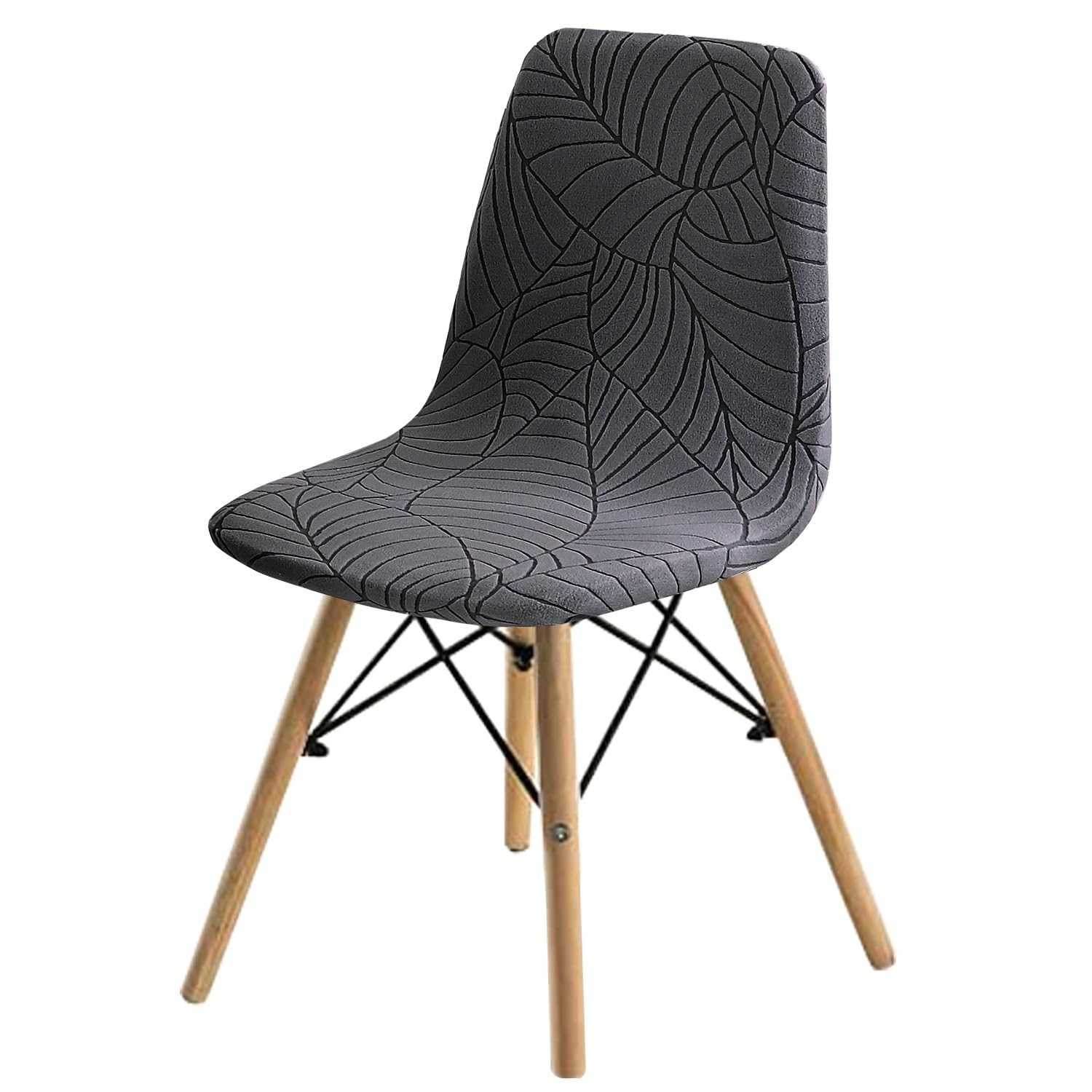 Shell Chair Cover Stretch Jacquard Mid Century Modern Dining Chair Covers Dining Room Chair Slipcover Armless Chair Covers For Kitchen Chairs,Living Room Jacquard ( Color : Dark gray , Size : Set of 6