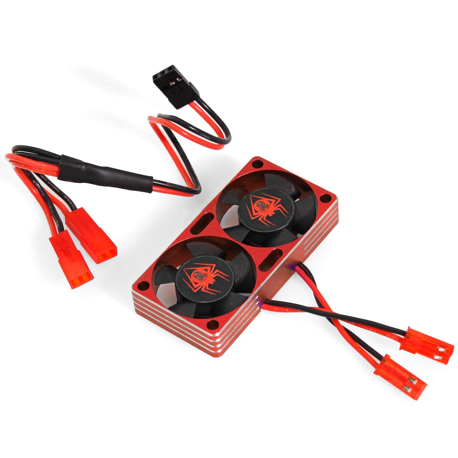 Aluminum Alloy High Speed RC Motor Dual Fan 60 * 11 * 30mm Cooling Operating Voltage: 5V-8.4V 21534rpm for 1/8 1/10 1/12 Scale RC Car 540 550 Motors R242 (Red)