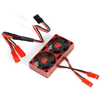 fujita RC Metal CMC Motor High Speed Cooling Fan1Pcs ESC DIY Kit Cooling for TRX4 TRX6 TRX UDR 85086-4 ARRMA Mojave EXB Axial 1/10 1/8 1/5 RC Model Car Upgrade Parts Red