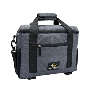 Outer Woods 12-Can Leakproof Cooler Bag – 24-Hour Cooling | 6 Ice Gel Packs Included | Soft Travel Chiller for Beer, Soda & Juice | Picnic Cooler Bag | Insulated Bag for Beverages - Grey