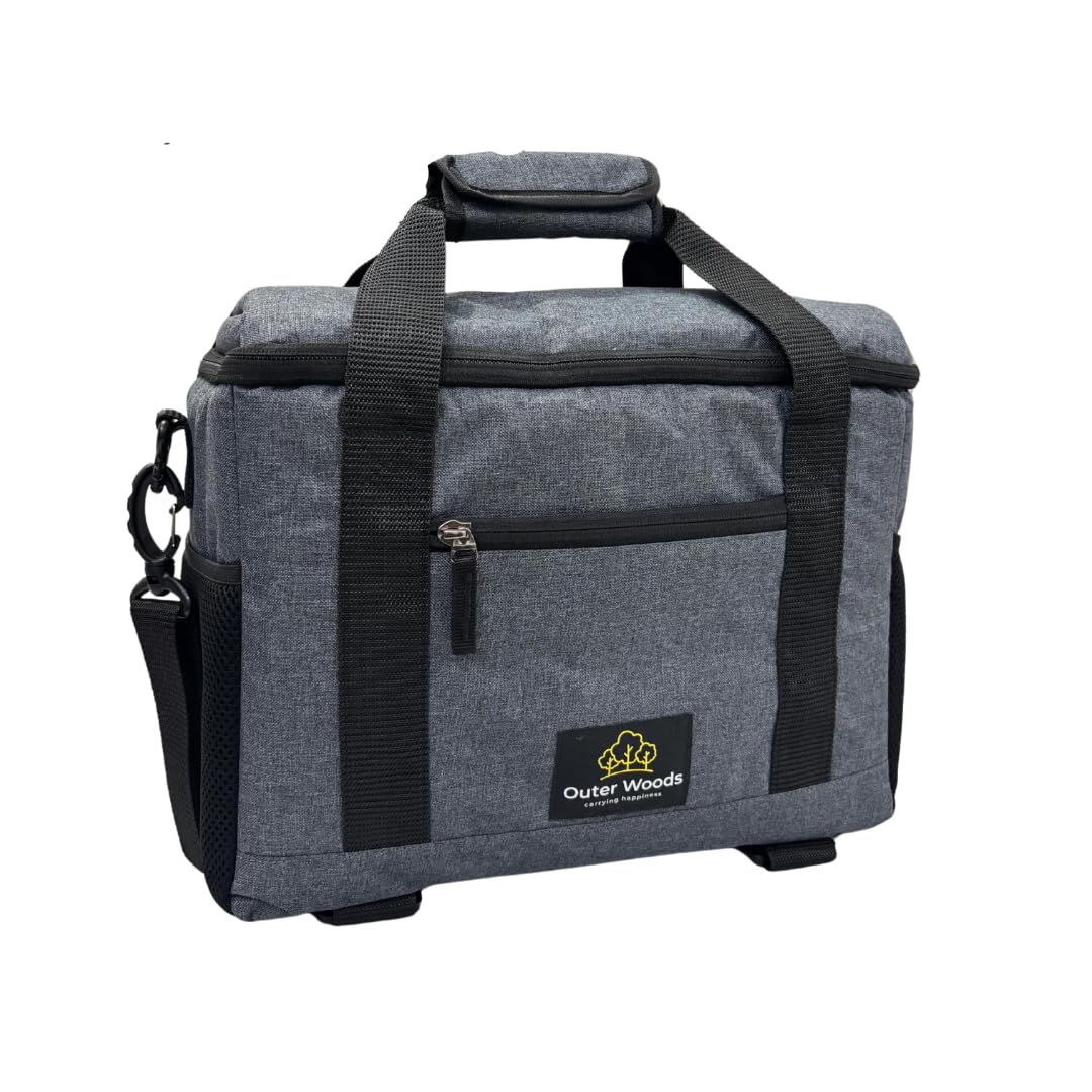 Outer Woods 12 Can Cooler Bag | 24+ Hours Cooling | Fits 12 x 500ml Cans | Leakproof Soft Cooler Bag | 6 Units Ice Gel Packs Included - Grey-picture-16