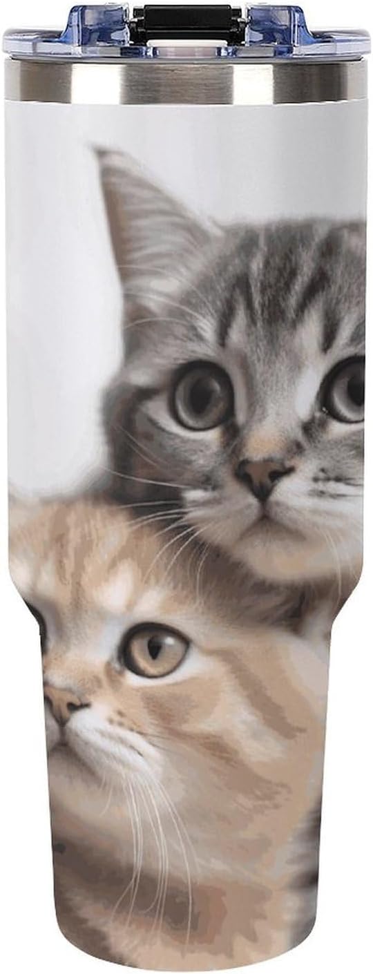 Cats Tumbler 40 Oz with Handle&Lid Large Car Cup Stainless Steel Vacuum Travel Mug Insulated Water Bottle Leak-proof Portable Coffee Cup for Home Car Outdoor