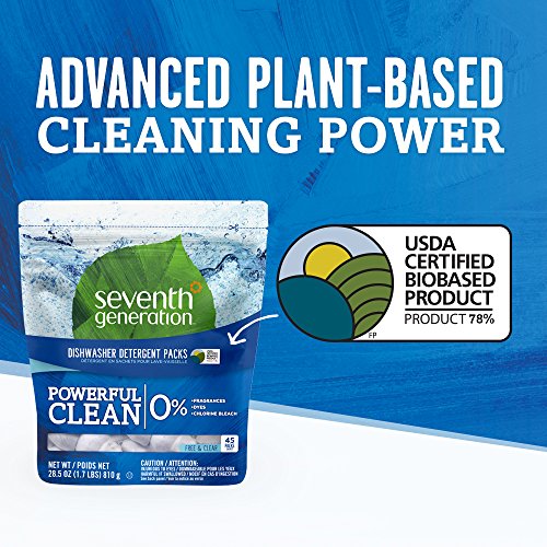 Image of Seventh Generation Dishwasher Detergent Packs, Free & Clear, 45 count