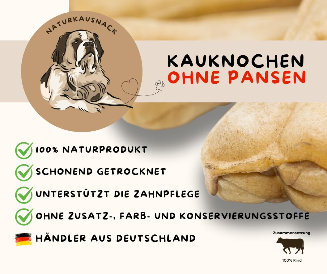 Warnick's Tierfutterservice Hundesnack - Kauknochen ohne Pansen - 12 cm, 40 Stück - Hundeknochen als Leckerli & zur Zahnpflege