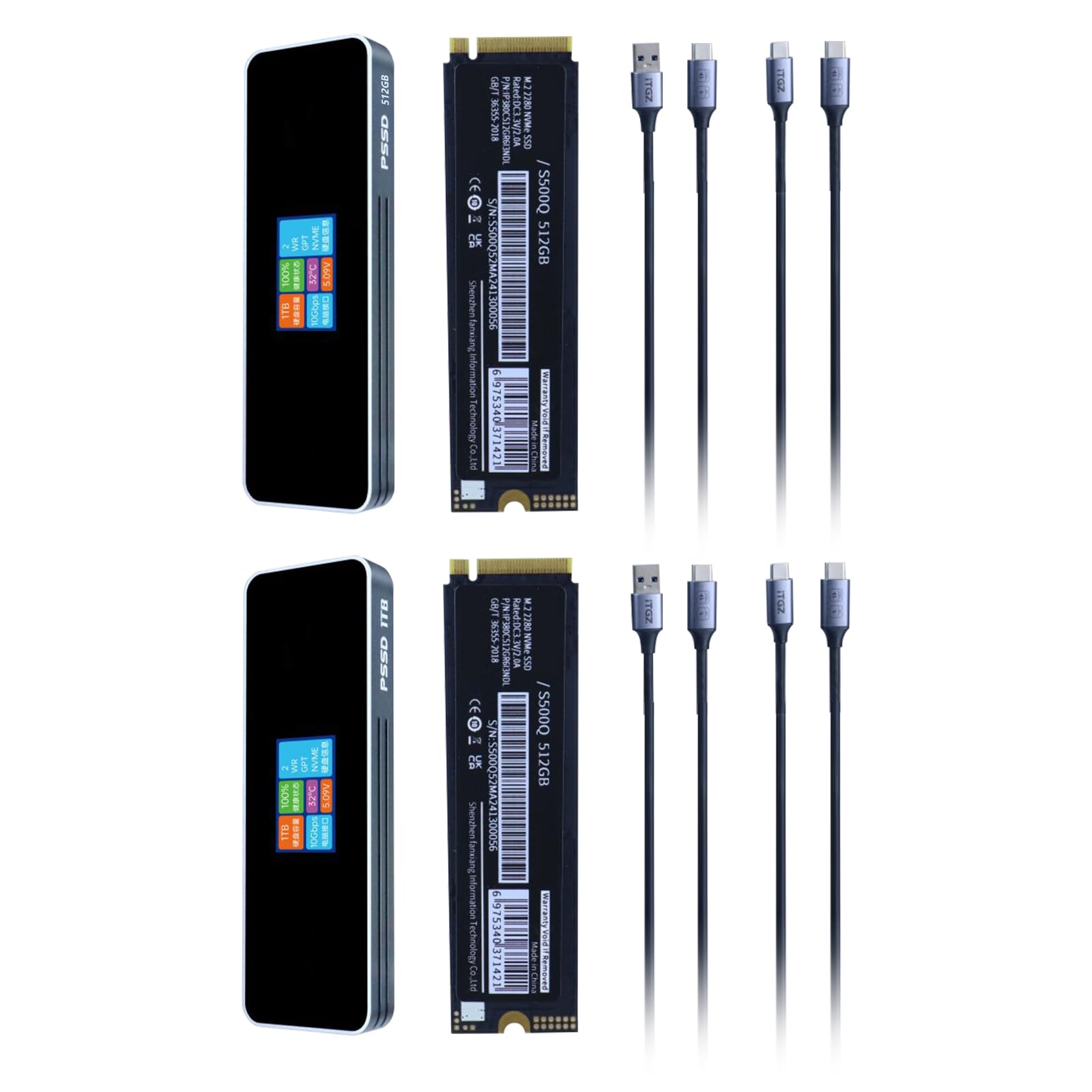 2280 unidades de estado sólido con USB 3.1 de 10 Gbps con pantalla LCD para laptop, PC, escritorio, NVMe SSD