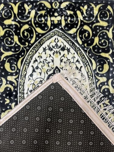 Image of Janamaz Prayer Mat Turkey Soft Velvet | Namaz Mat, Janimaz Namaz Aasan, Islamic Prayer Rug for Salah | 70x110 CM (Printed White8)