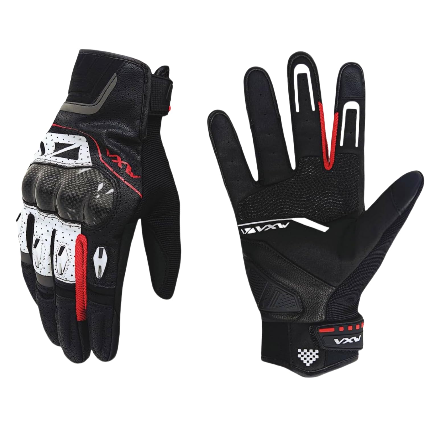 VXW Motorcycle Gloves for Men Women - with Palm Sliders&Knuckle Guards, Touchscreen Design, Faux Leather for Motorcross, Dirt Bike, MTB and Daily