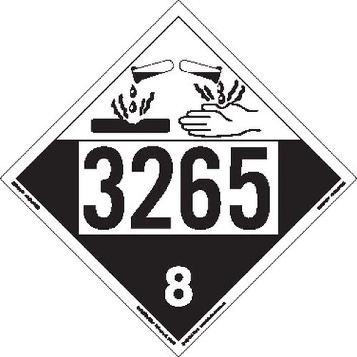 Labelmaster ZVR43265 UN 3265 Corrosive Hazmat Placard, Removable Vinyl
