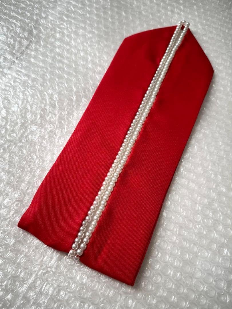 os10 赤 振袖用 総絞り 正絹 帯揚げ・重ね衿 セット