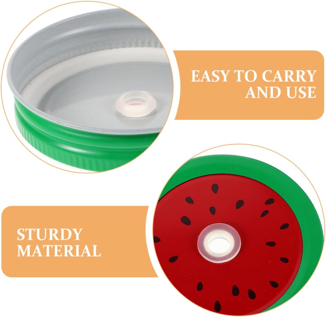16pcs Mason Jar Lids with Straw Hole Reusable Tinplate Canning Jar Covers Fruit Pattern Metal Sealing Lids Kitchen Canning Accessories