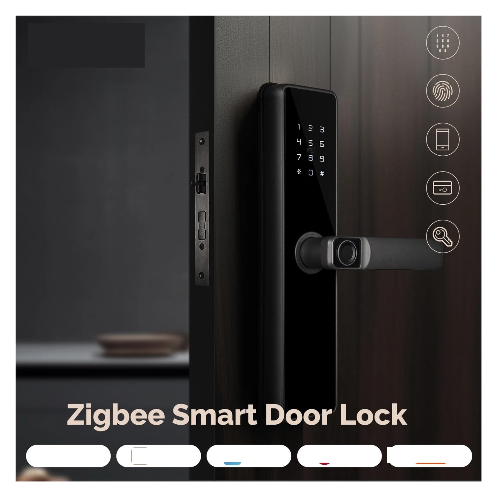 Cerradura de puerta inteligente para interiores, contraseña, huellas dactilares, desbloqueo remoto para llave (cerradura y 5050-22220)