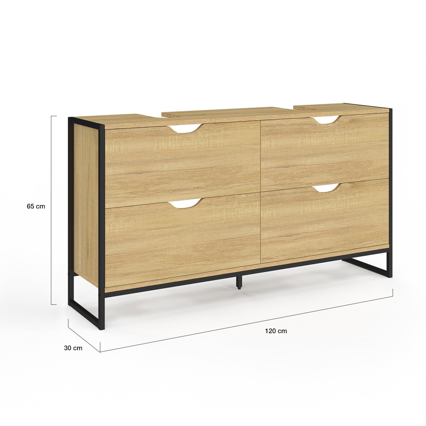 IDMarket - Lavabo doble para baño Detroit con 4 cajones, diseño industrial