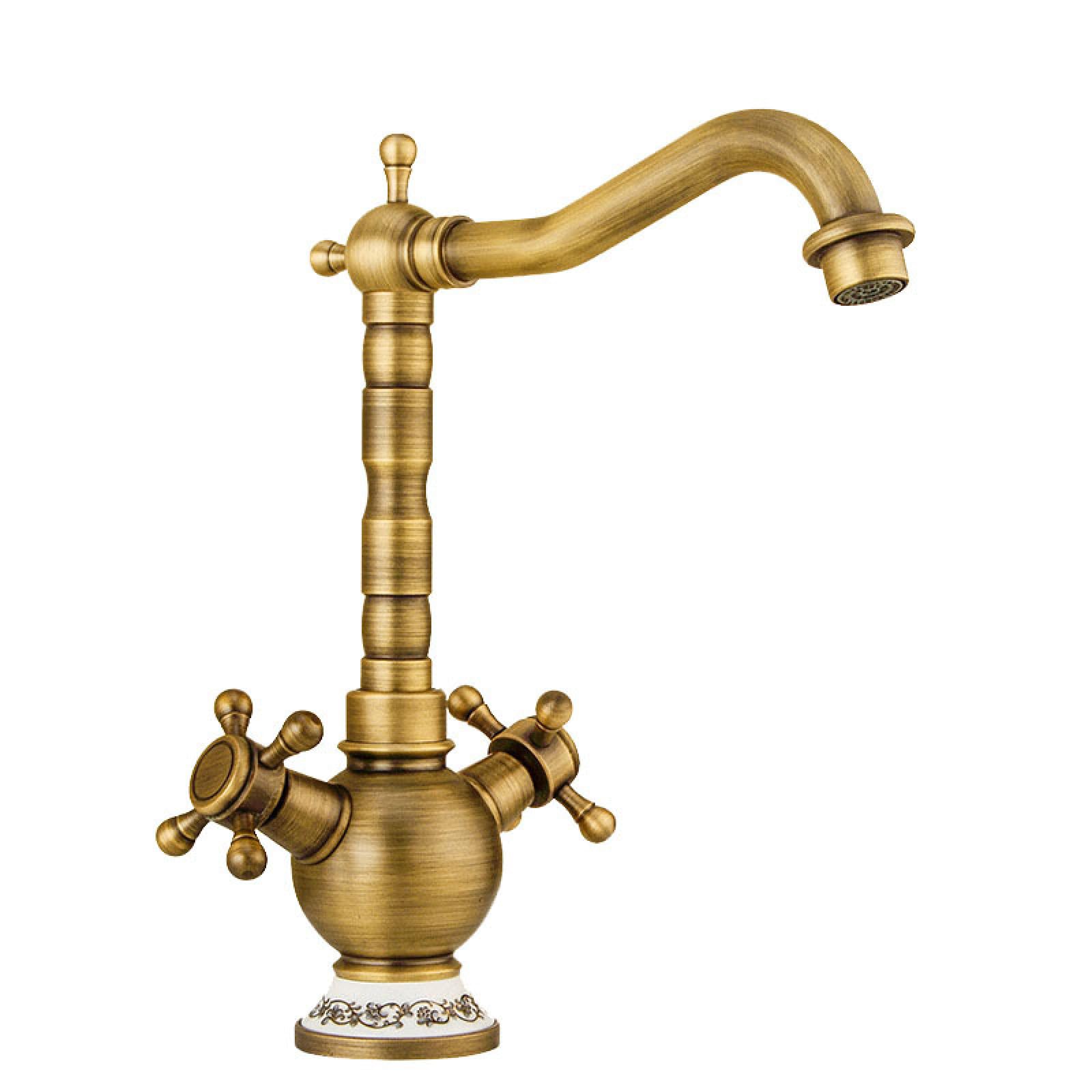 Fanjubei Antique-Style S-Bend Antique-Style Double-Handle Vegetable Washing Basin Hot And Cold Water Faucet