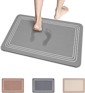 UOPUDSIRバスマット 珪藻土 バスマットソフト速乾 お風呂珪藻土マット 大判 足ふき ゲレー 速乾 吸水 玄関 滑り止め 抗菌 薄い 柔らかい 水切り 浴室 洗面所(60*40cm) (Gray)