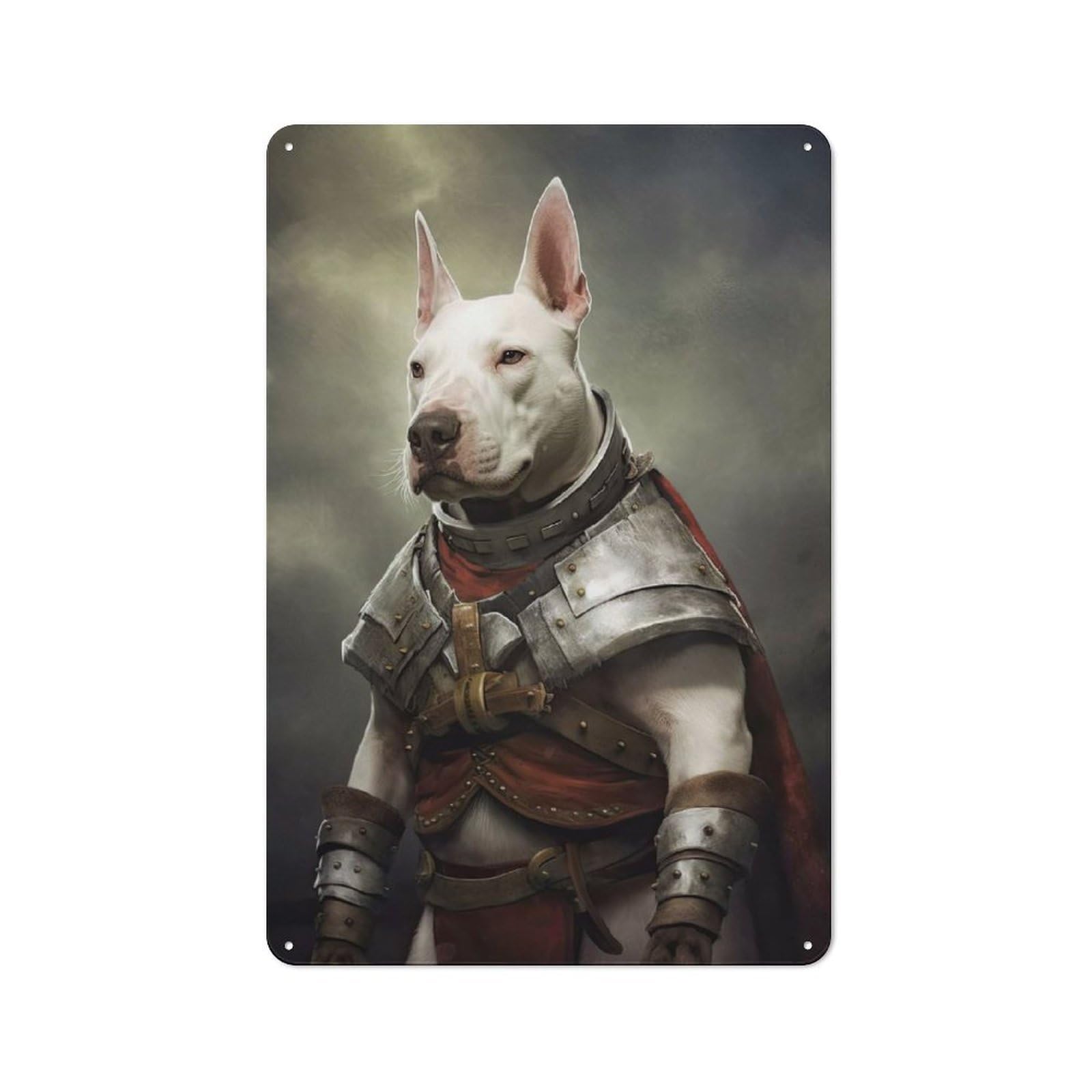 Warehouse Style Tin Wall Sign 30x20cm Featuring Bull Terrier Dog Viking, Loft Wall Plaque for Loft, Studio, Office Or Creative Room