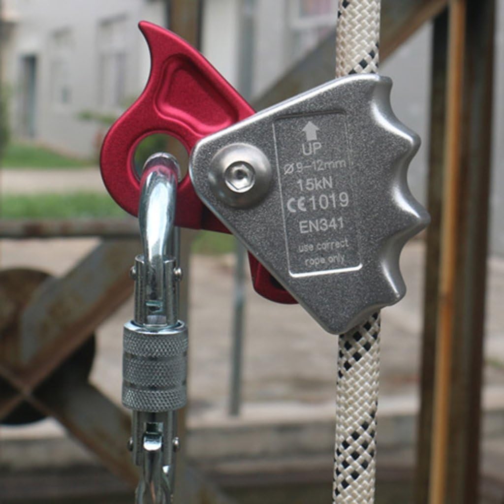 Rope Grab Ascender 15KN Riser Adjuster Fits 9mm-12mm Rope for Rocking Climbing Tree Arborist Mountaineering