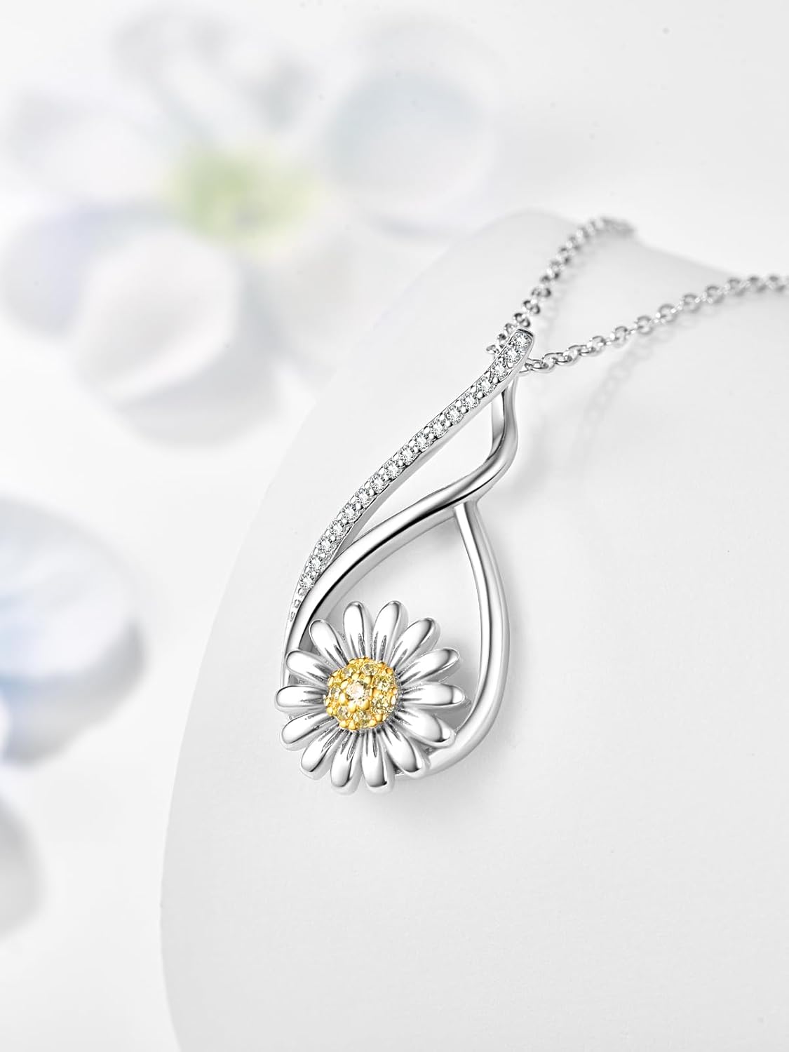 Daisy Sunflower Pendant Necklace for Women 925 Sterling Silver You Are My Sunshine Flower Necklaces Anniversary Christmas Birthday Jewelry Gifts for Mom Wife Daughter Her - Image 2