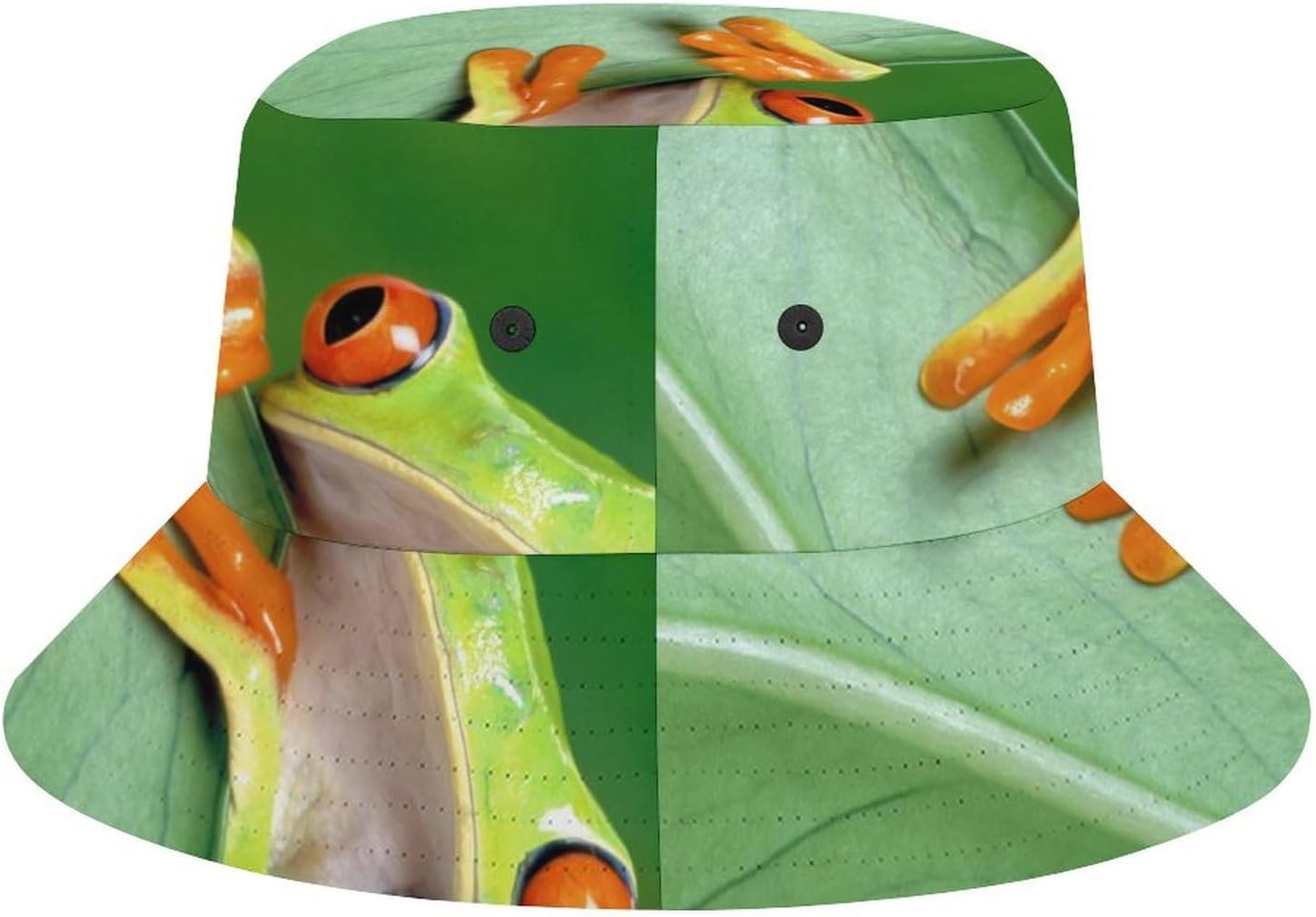 Frog Behind LeafBucket Hat for Women Men Novelty Sun Hats Fishermans Cap Outdoor Summer Travel Beach Caps