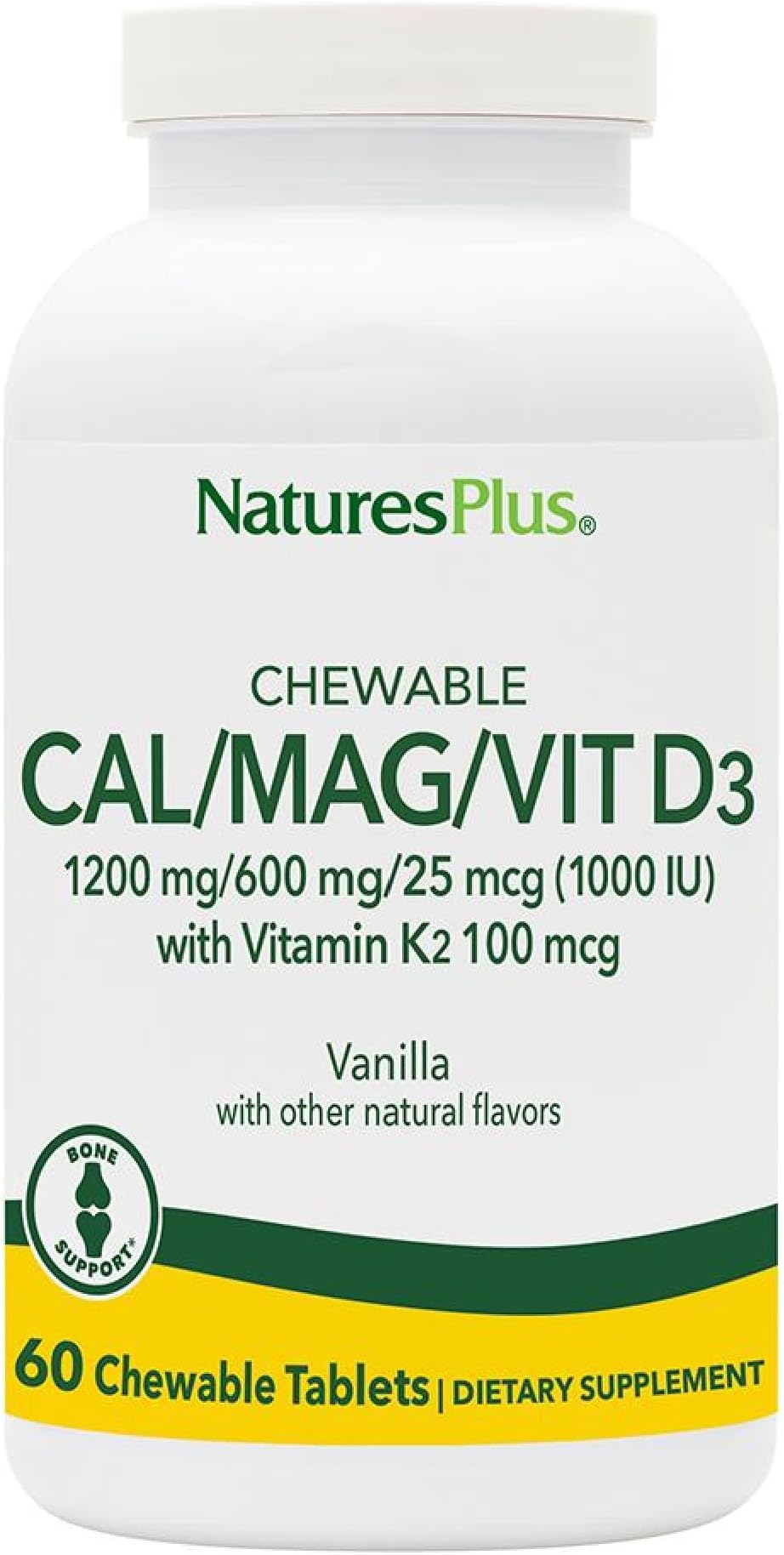 Nature's Plus Chewable Cal Mag Vitamin D3 with Vitamin K2 Va