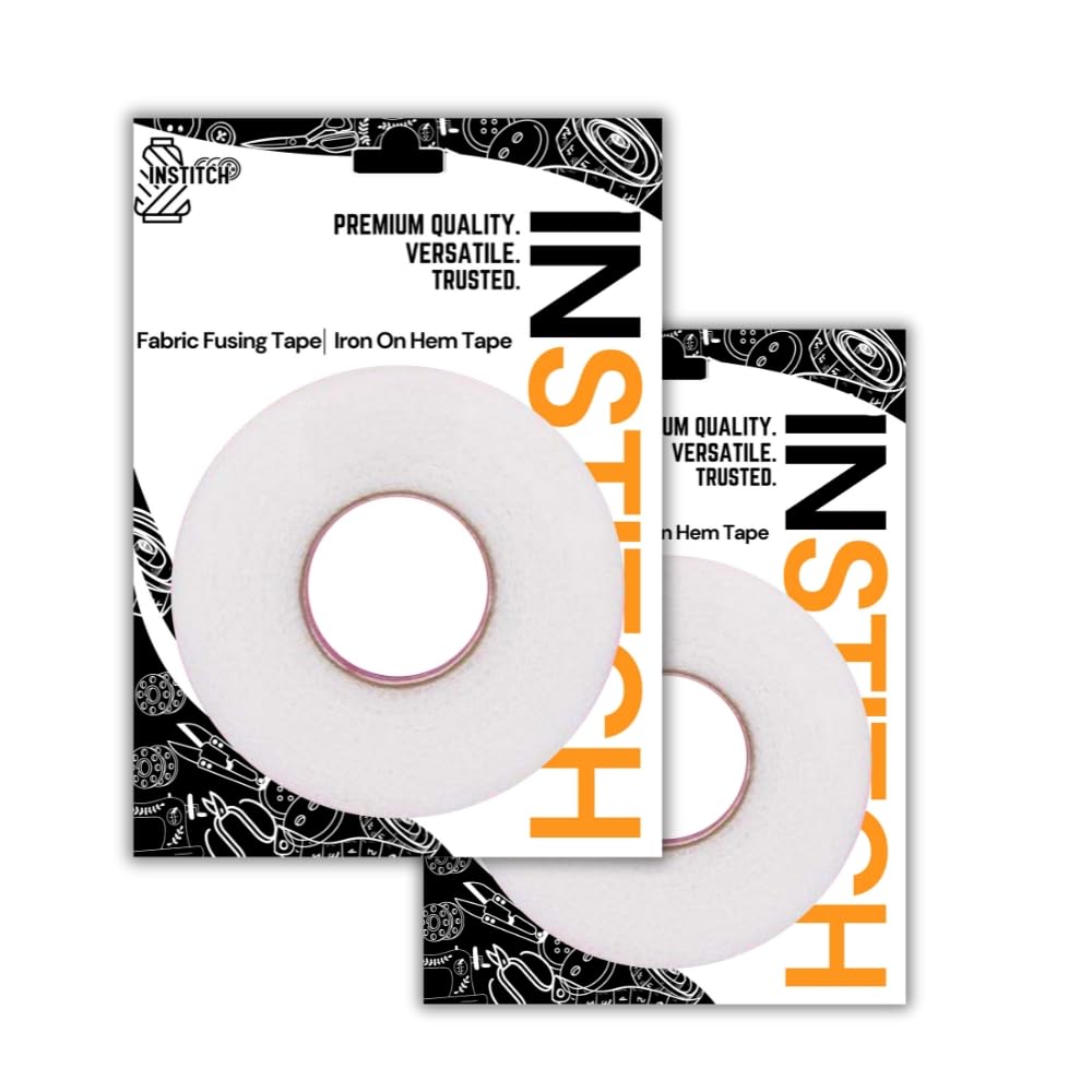 INSTITCH Hem Tape Rivil civil fusing tape, For Tailor & Home Use, Fabric Fusing Tape For Alteration - Iron On Tape- 100 Yards Roll 0.5 Inch Width (White) (2)