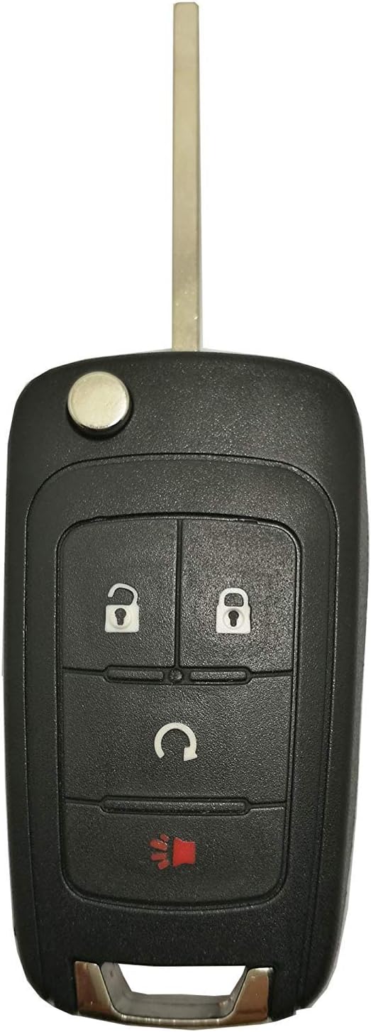 Key Fob Case Shell Fit for GMC Chevrolet Chevy Equinox Sonic Trax Terrain 4 Buttons Replacement Flip Folding Smart Car Key Fob Cover with Uncut Blade Blank (4 Buttons Key Fob Shell)