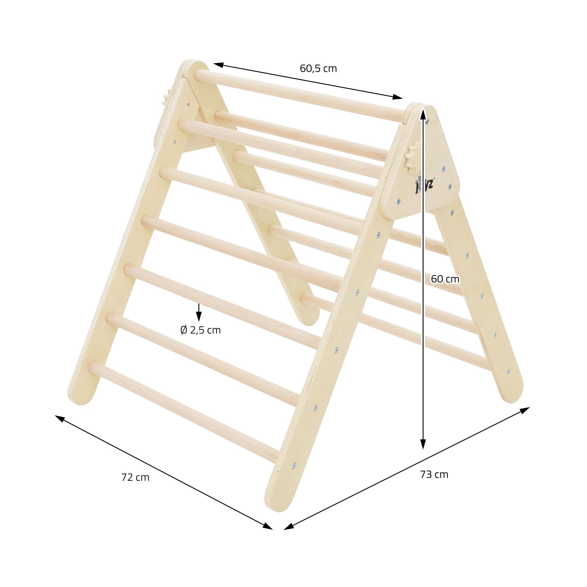 Joyz Kletterdreieck für Kinder, Natur, Indoor Klettergerüst aus massives Holz, Pikler Dreieck, Montessori Spielzeug, Holzdreieck für Baby ab 2 Jahre, Kletterleiter Kletterturm Klettergerät Spielgeräte