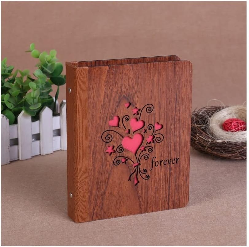 DANCOLOR 6 Inch Wood DIY Pocket Photo Album Commemorative Photo Album Small Album Memory Scrapbook Baby Growth Album Gift (Color : G, Size : 6 inch)